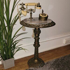 French Brass & Marble Telephone Table